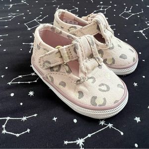Keds Unisex Child Champion Lace Toe Cap T-Strap size 1 leopard